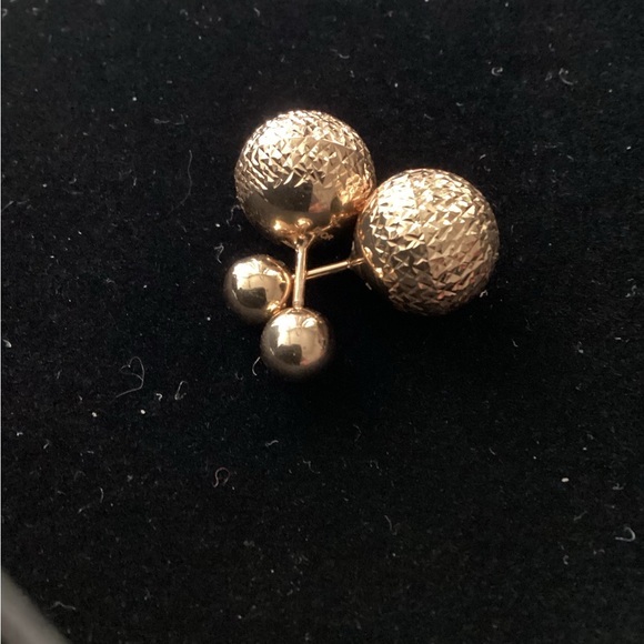 18K solid Gold Stud Tribal Earrings Dior InspiredDesign - Picture 6 of 12